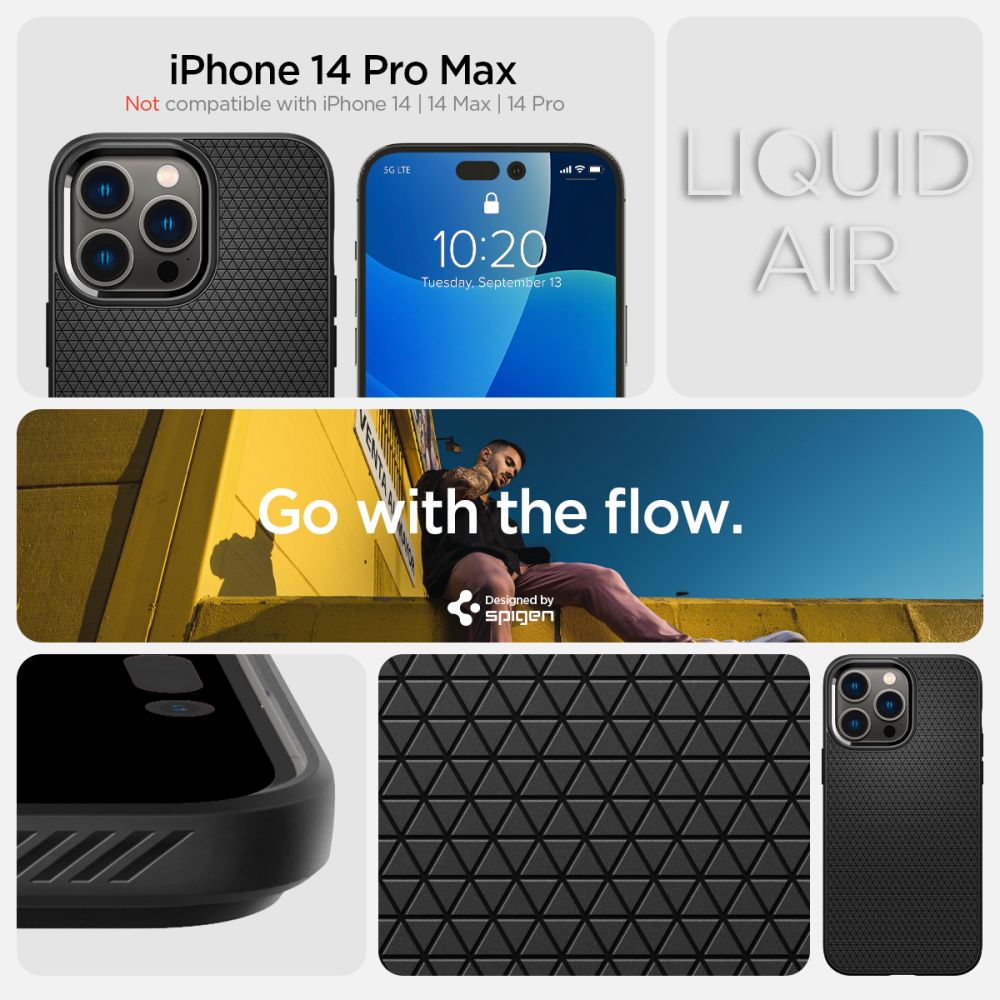 COQUE SPIGEN LIQUID AIR IPHONE 14 PRO MAX NOIR MATTE