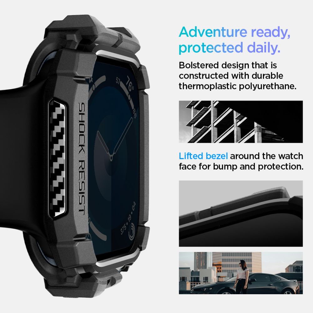 COQUE SPIGEN RUGGED ARMOR APPLE WATCH 10 (42 MM) NOIR MATTE