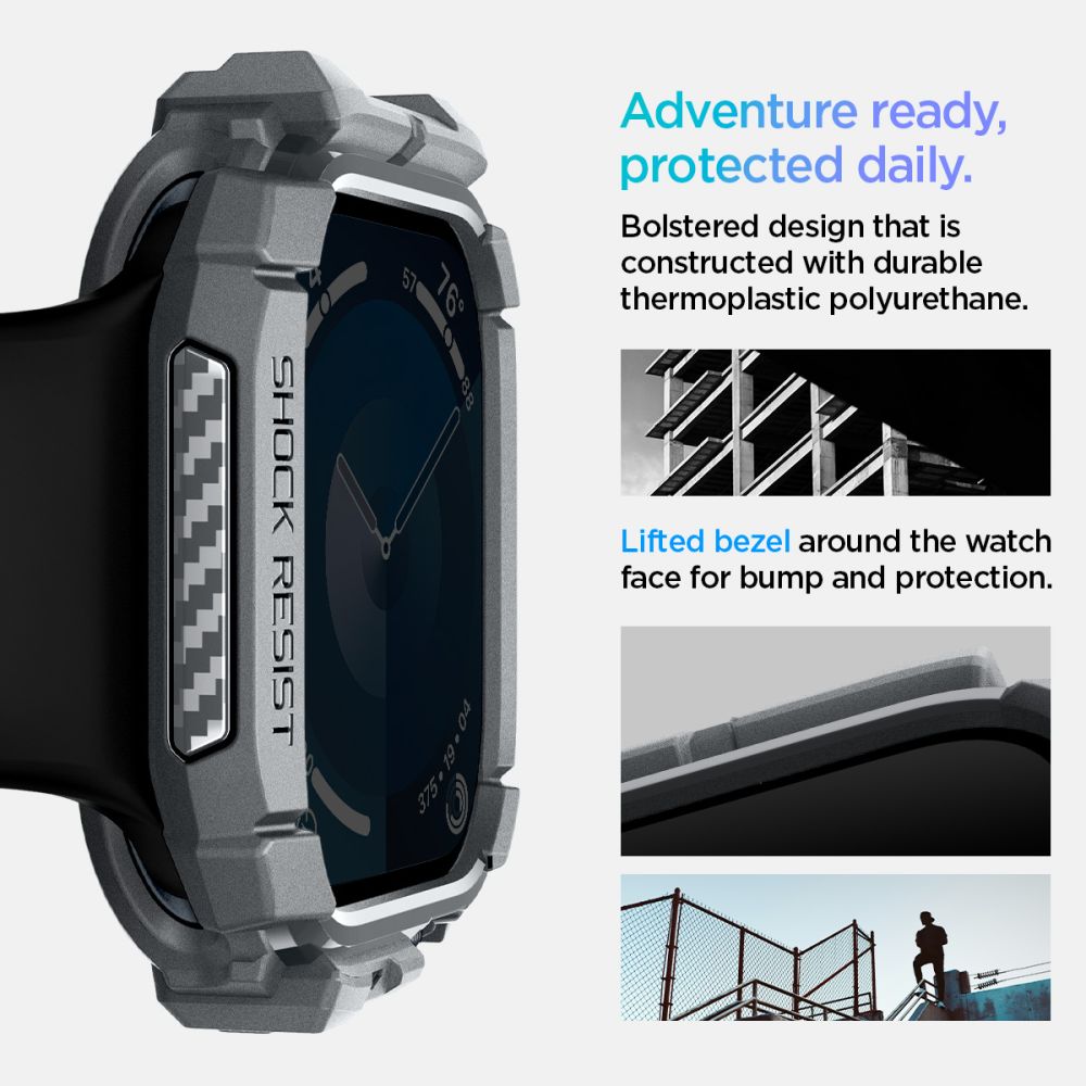 COQUE SPIGEN RUGGED ARMOR APPLE WATCH 10 (46 MM) GRIS FONCÉ
