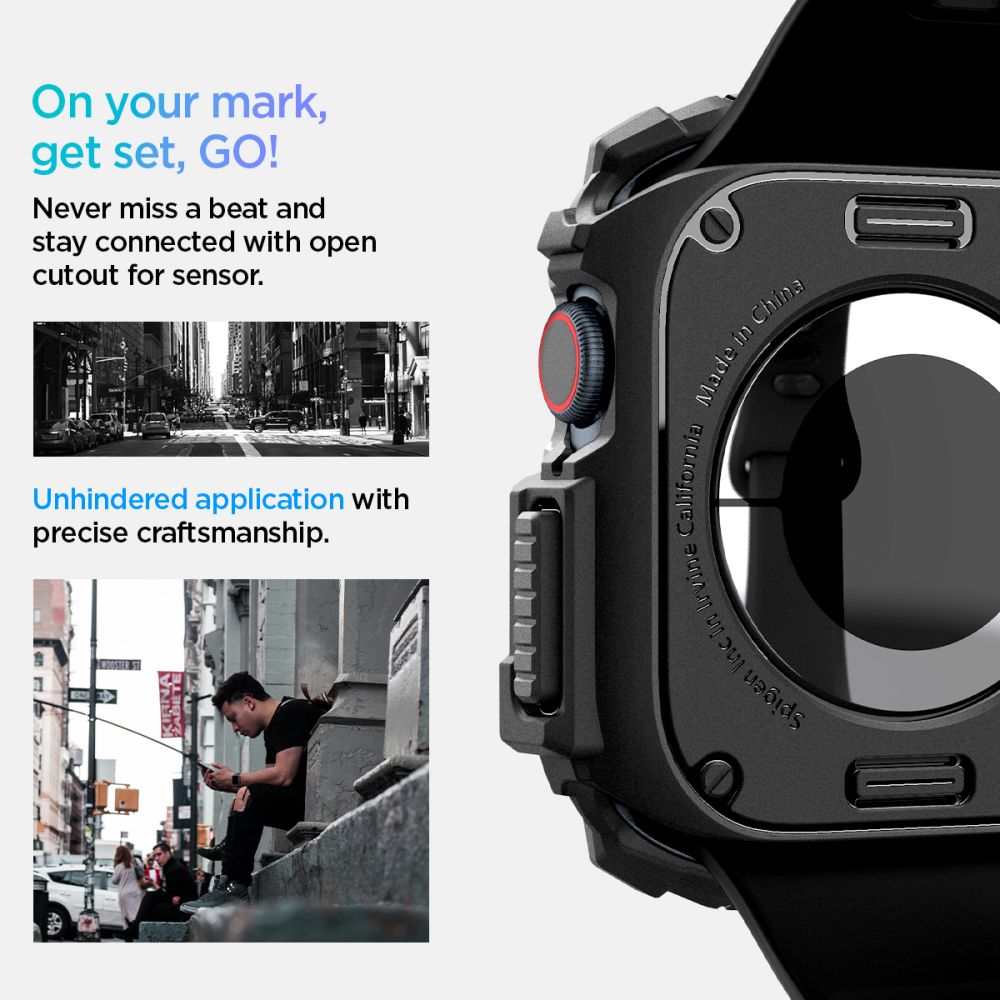 COQUE SPIGEN RUGGED ARMOR APPLE WATCH 10 (46 MM) NOIR MATTE