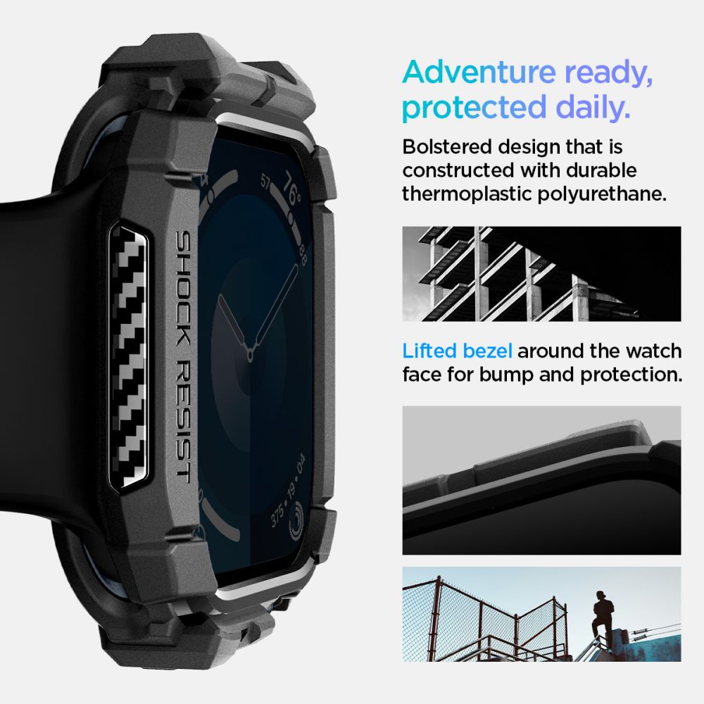 COQUE SPIGEN RUGGED ARMOR APPLE WATCH 10 (46 MM) NOIR MATTE