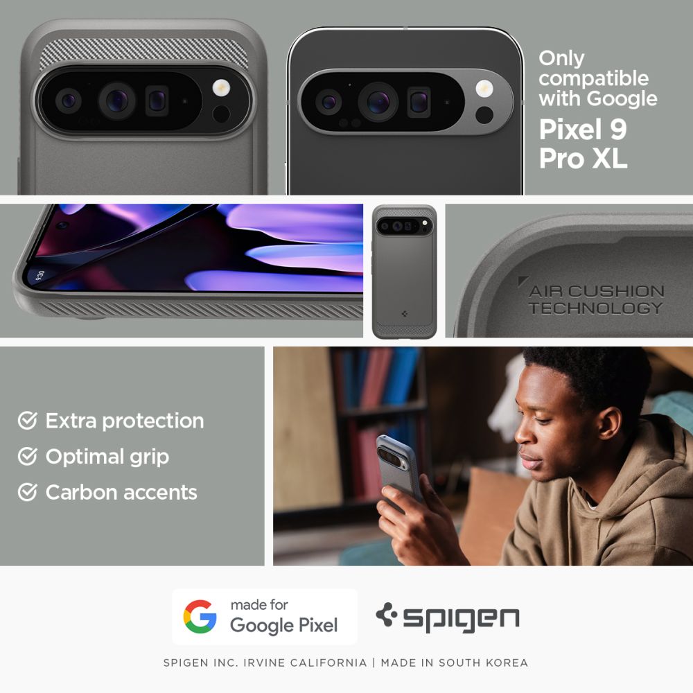COQUE POUR GOOGLE PIXEL 9 PRO XL SPIGEN RUGGED ARMOR MARBLE GREY