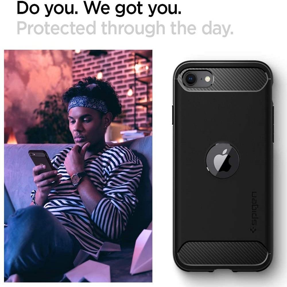 COQUE SPIGEN RUGGED ARMOR IPHONE SE 2020 / SE 2022 NOIRE