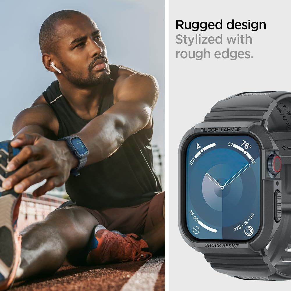 BRACELET SPIGEN RUGGED ARMOR "PRO" APPLE WATCH 4 / 5 / 6 / 7 / 8 / 9 / SE (44 / 45 MM) GRIS FONCÉ
