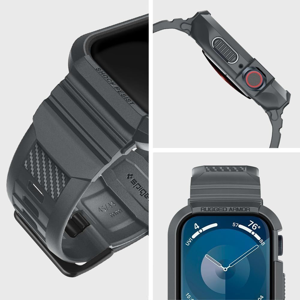 BRACELET SPIGEN RUGGED ARMOR "PRO" APPLE WATCH 4 / 5 / 6 / 7 / 8 / 9 / SE (44 / 45 MM) GRIS FONCÉ