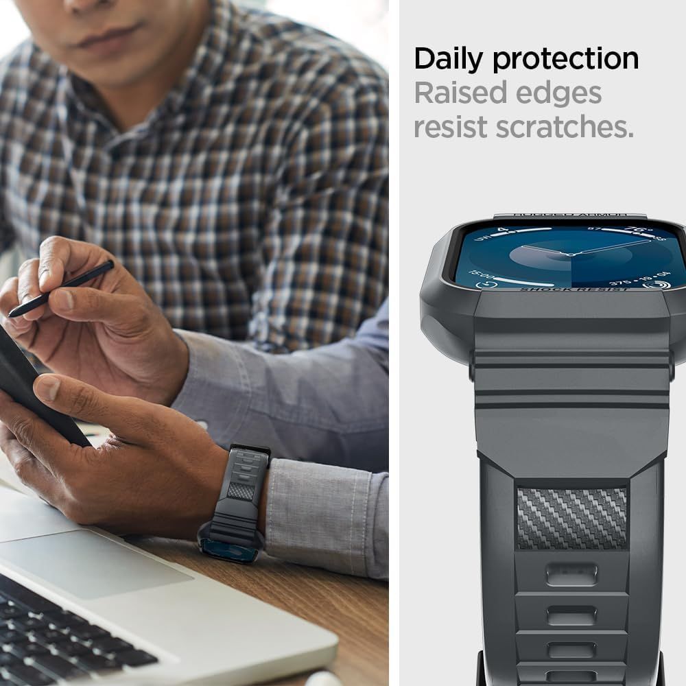 BRACELET SPIGEN RUGGED ARMOR "PRO" APPLE WATCH 4 / 5 / 6 / 7 / 8 / 9 / SE (44 / 45 MM) GRIS FONCÉ