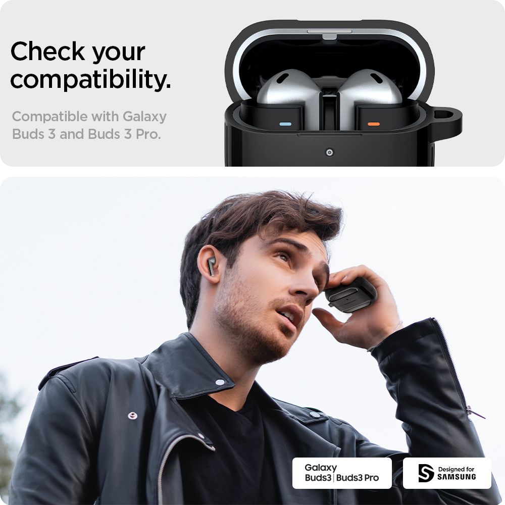 COQUE POUR SAMSUNG GALAXY BUDS 3 / 3 PRO SPIGEN RUGGED ARMOR NOIR MATTE