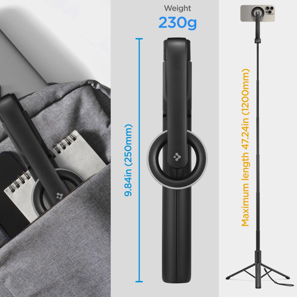 SPIGEN S580W MAGSAFE BÂTON DE SELFIE BLUETOOTH LONG TRIPODE NOIR