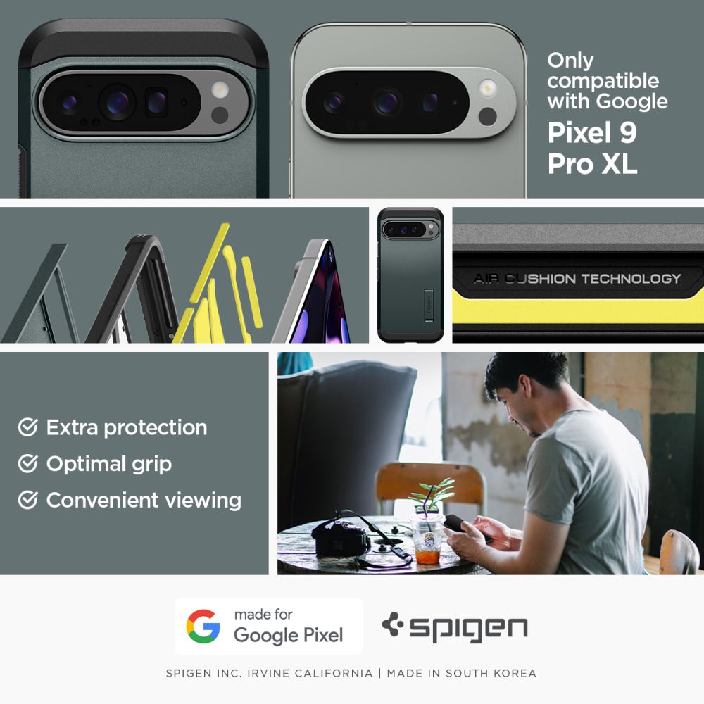 COQUE POUR GOOGLE PIXEL 9 PRO XL SPIGEN TOUGH ARMOR ABYSS GREEN
