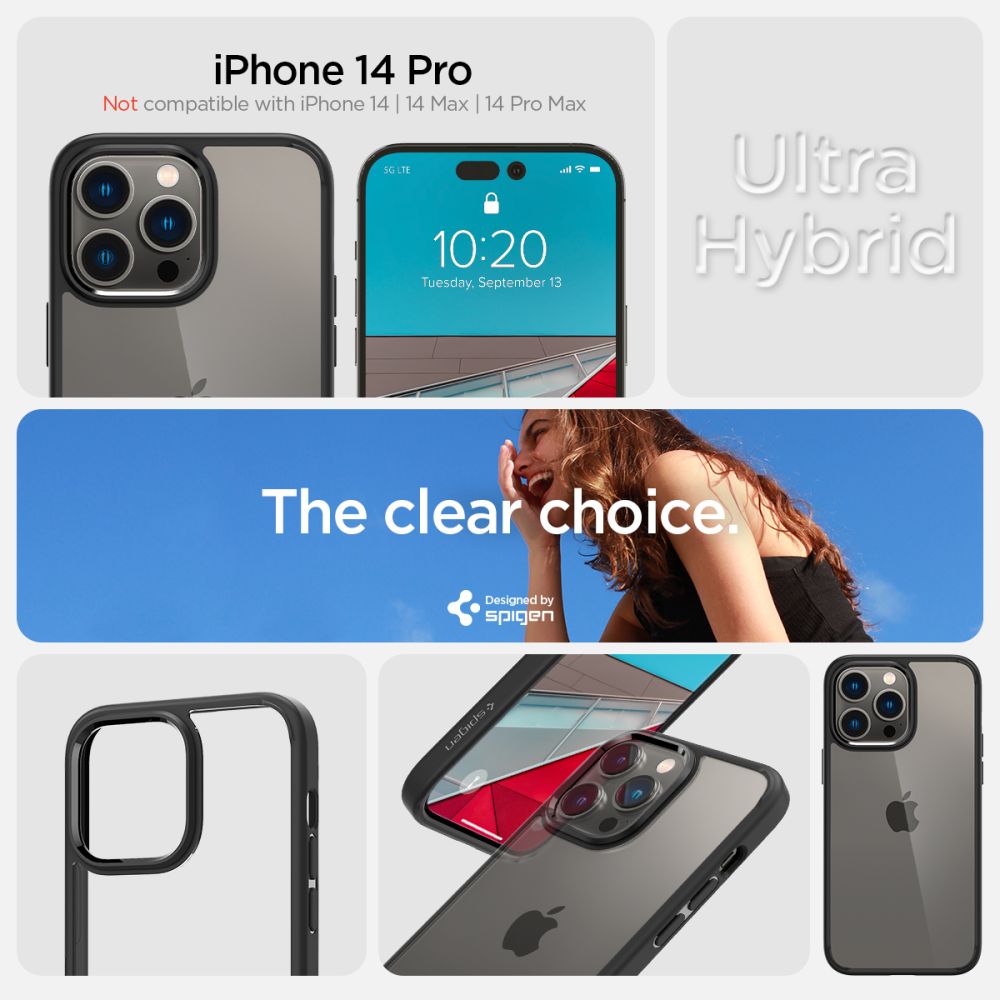 COQUE SPIGEN ULTRA HYBRID IPHONE 14 PRO NOIR MAT