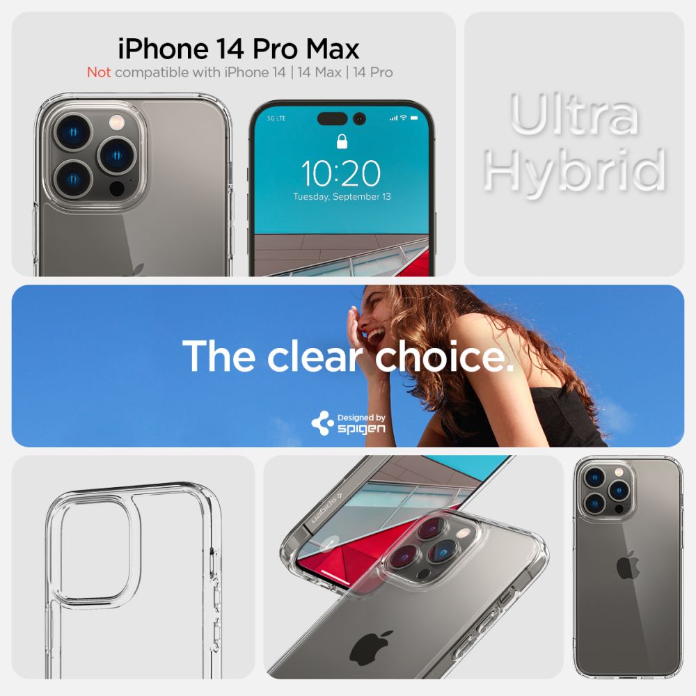 COQUE SPIGEN ULTRA HYBRID IPHONE 14 PRO MAX CRYSTAL CLEAR