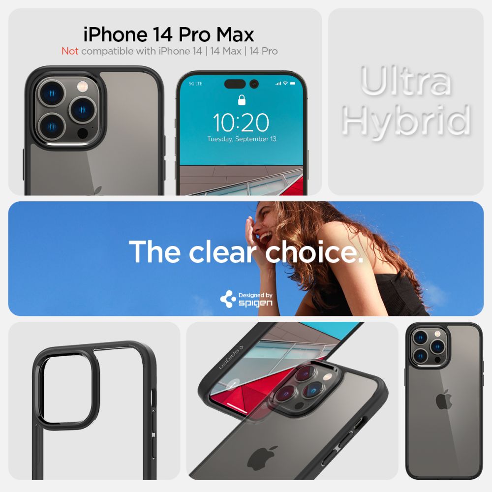 COQUE SPIGEN ULTRA HYBRID IPHONE 14 PRO MAX NOIR MATTE