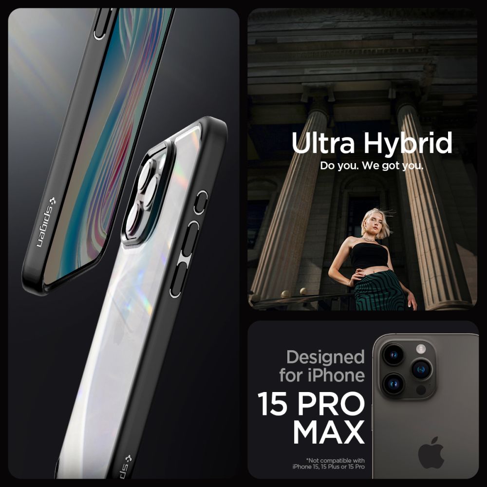 COQUE SPIGEN ULTRA HYBRID IPHONE 15 PRO MAX NOIR MATTE