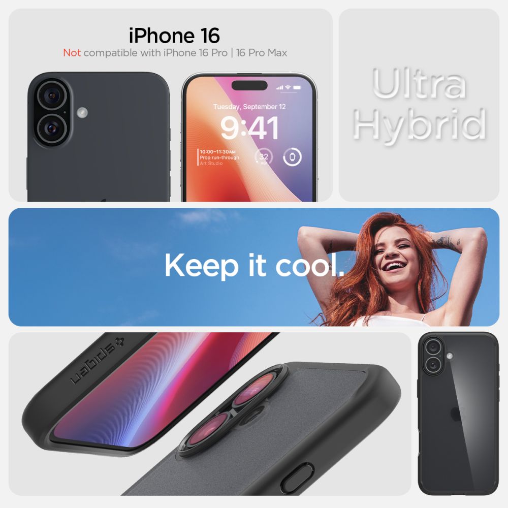 COQUE SPIGEN ULTRA HYBRID IPHONE 16 NOIR FROST