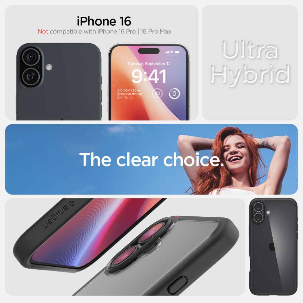 COQUE SPIGEN ULTRA HYBRID IPHONE 16 NOIR MAT