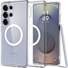 COQUE SPIGEN ULTRA HYBRID MAG MAGSAFE GALAXY S25 ULTRA TRANSPARENT/BLANC