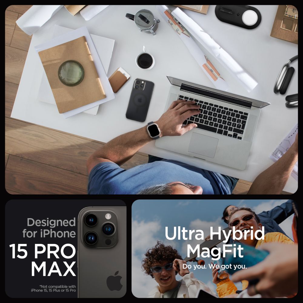 COQUE SPIGEN ULTRA HYBRID MAG MAGSAFE IPHONE 15 PRO MAX NOIR FROST