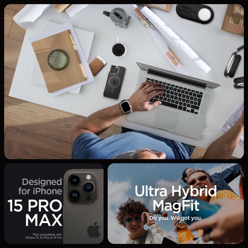 COQUE SPIGEN ULTRA HYBRID MAG MAGSAFE IPHONE 15 PRO MAX GRIS