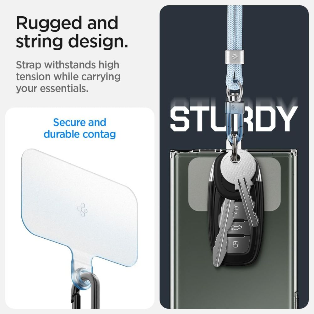 ENSEMBLE DE SANGLE UNIVERSELLE SPIGEN CROISEE ET POIGNET BLEU MUET