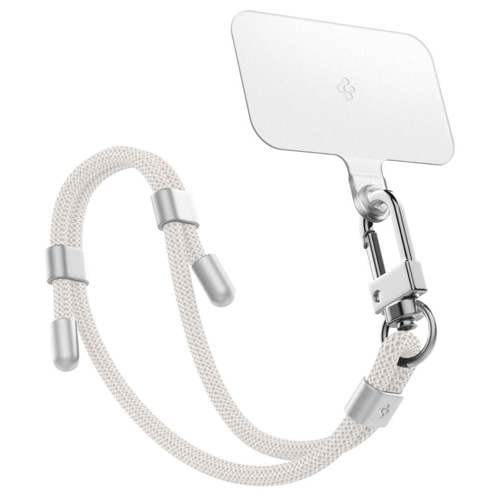 ENSEMBLE DE SANGLE UNIVERSELLE SPIGEN CROISEE ET POIGNET BLANC PERLE