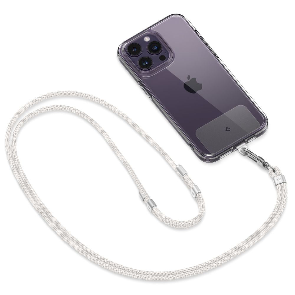 ENSEMBLE DE SANGLE UNIVERSELLE SPIGEN CROISEE ET POIGNET BLANC PERLE