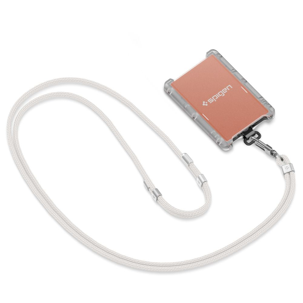 ENSEMBLE DE SANGLE UNIVERSELLE SPIGEN CROISEE ET POIGNET BLANC PERLE
