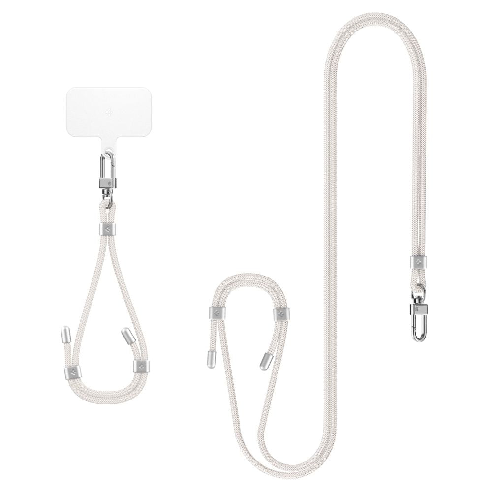 ENSEMBLE DE SANGLE UNIVERSELLE SPIGEN CROISEE ET POIGNET BLANC PERLE