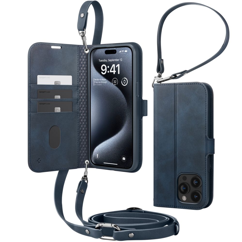 COUVERTURE DE LIVRE SPIGEN WALLET "S" POUR IPHONE 15 PRO MARINE