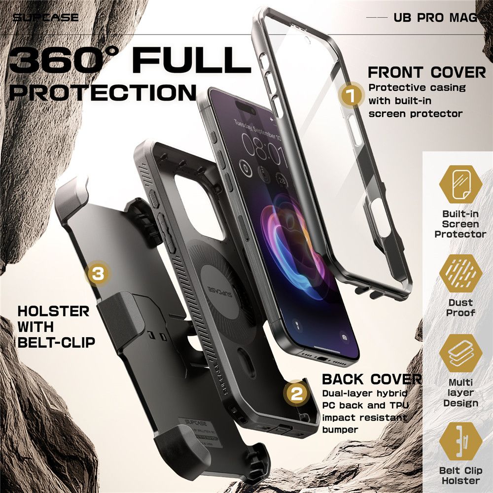COQUE SUPCASE UB PRO MAG MAGSAFE IPHONE 16 PRO NOIR