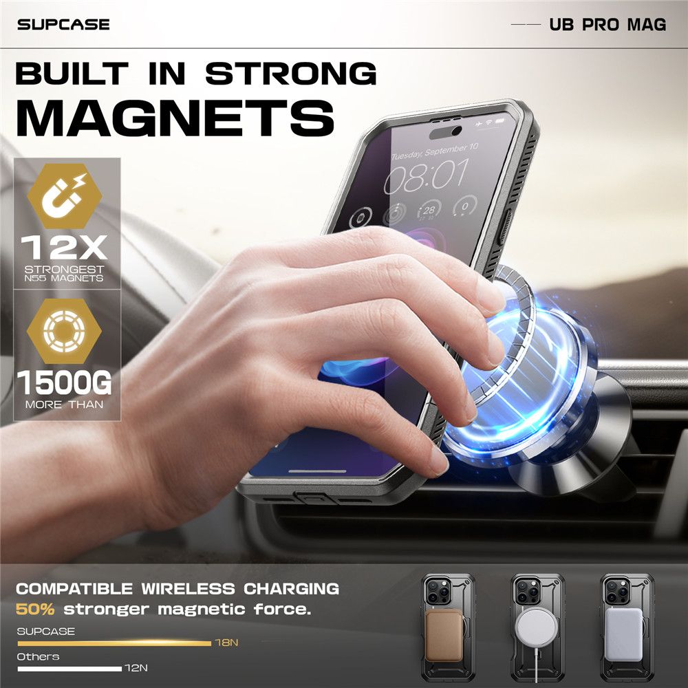 COQUE SUPCASE UB PRO MAG MAGSAFE IPHONE 16 PRO NOIR
