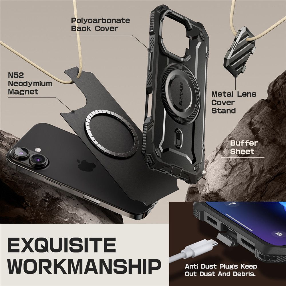 COQUE SUPCASE UB XT MAG MAGSAFE IPHONE 16 NOIR