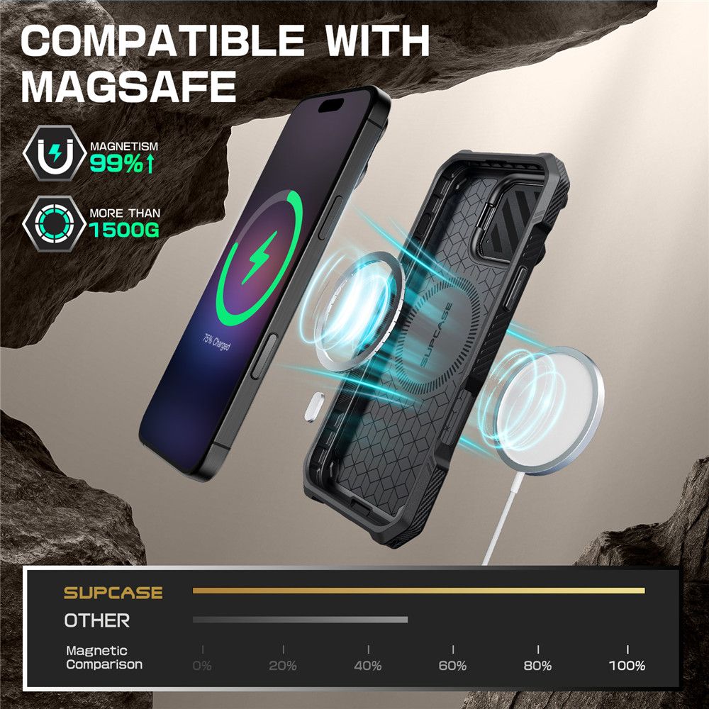 COQUE SUPCASE UB XT MAG MAGSAFE IPHONE 16 NOIR