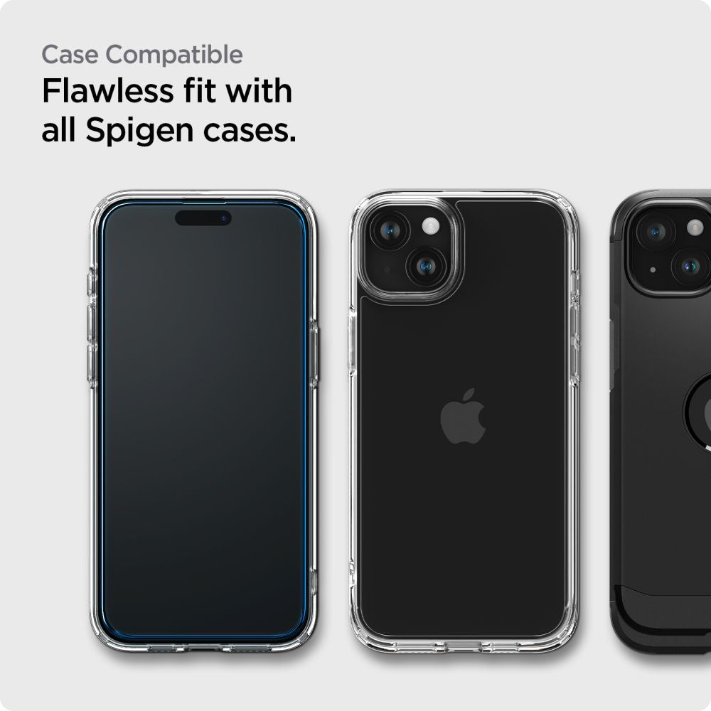 VERRE TREMPE SPIGEN ALM GLASS FC 2-PACK IPHONE 15 NOIR
