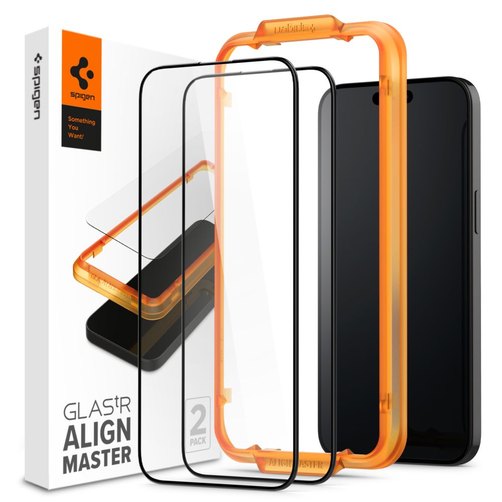 VERRE TREMPE SPIGEN ALM GLASS FC 2-PACK IPHONE 15 NOIR