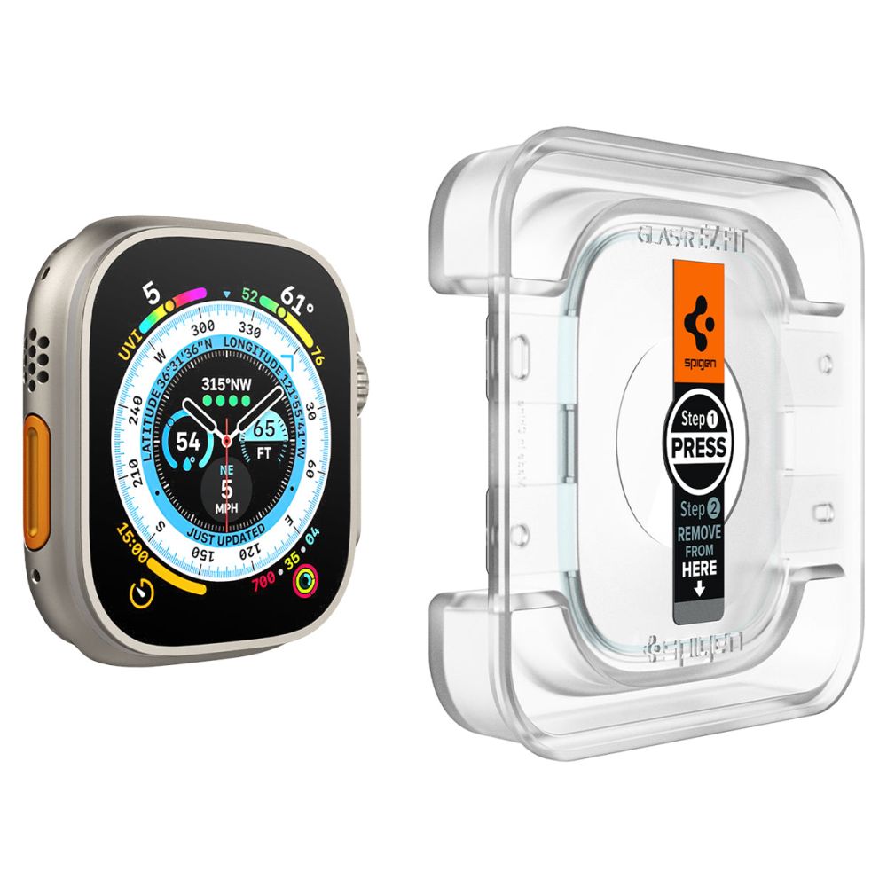 2X VERRE TEMPERÉ POUR APPLE WATCH ULTRA 49 MM SPIGEN GLAS.TR "EZ FIT" 2-PACK TRANSPARENT