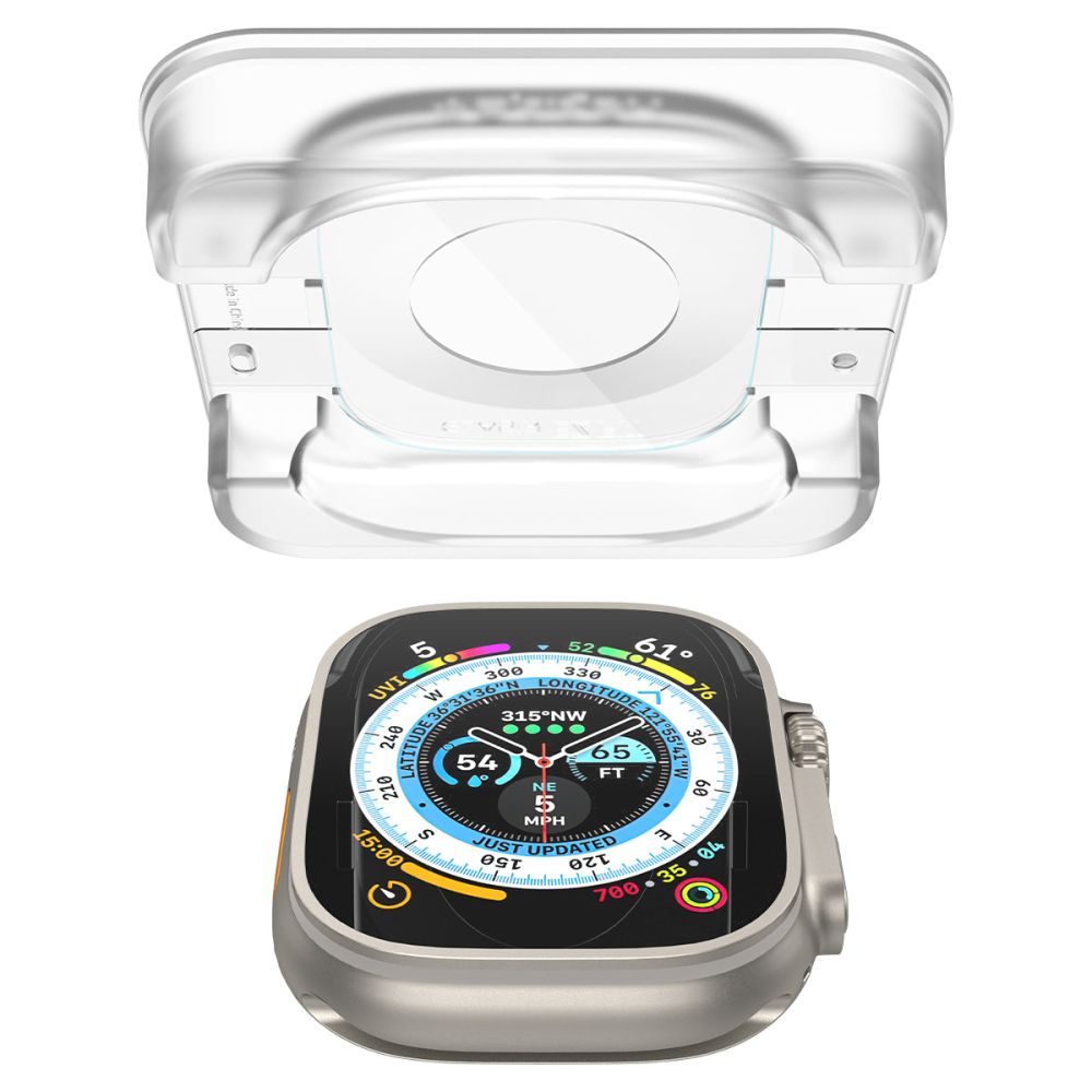 2X VERRE TEMPERÉ POUR APPLE WATCH ULTRA 49 MM SPIGEN GLAS.TR "EZ FIT" 2-PACK TRANSPARENT