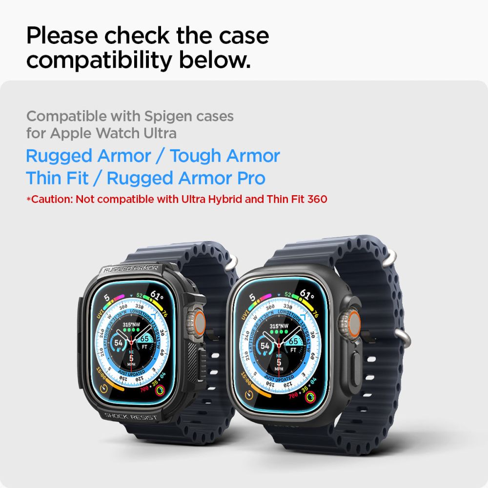 2X VERRE TEMPERÉ POUR APPLE WATCH ULTRA 49 MM SPIGEN GLAS.TR "EZ FIT" 2-PACK TRANSPARENT