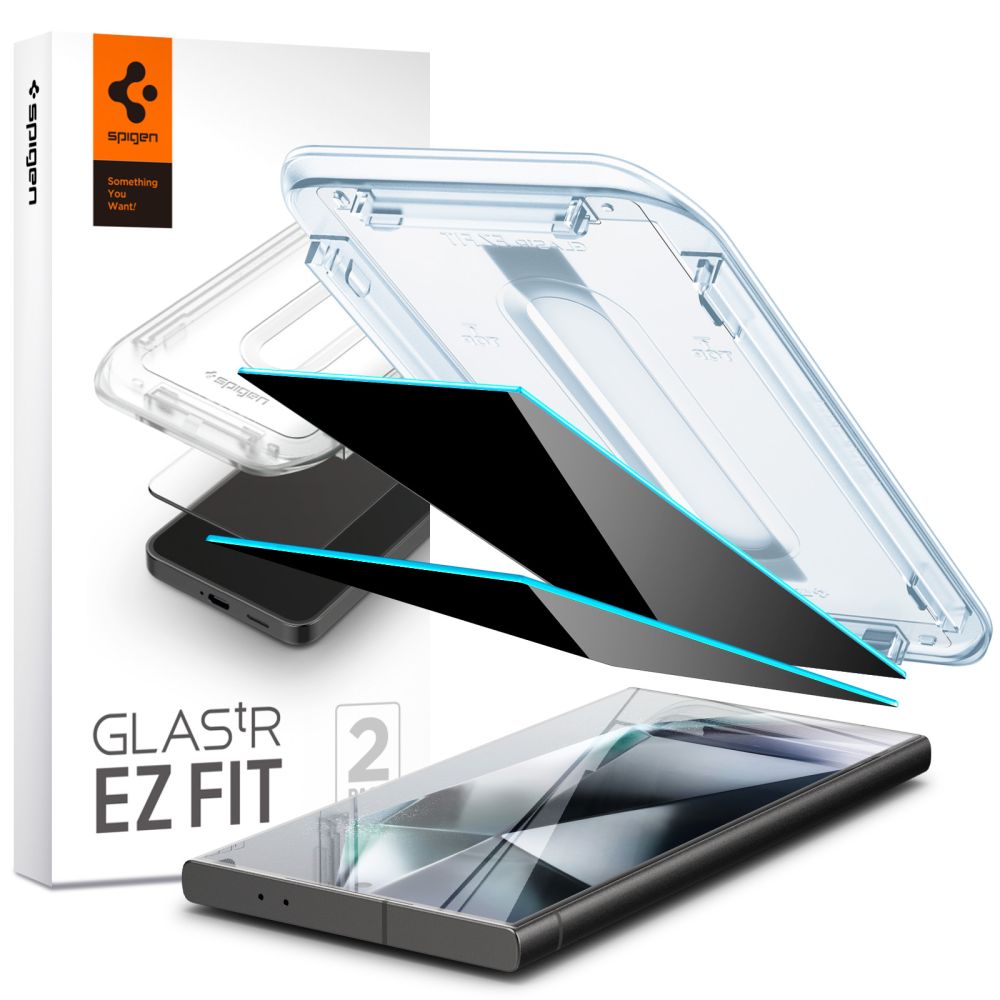 2X VERRE TEMPERÉ SPIGEN GLAS.TR "EZ FIT" 2-PACK GALAXY S24 ULTRA PRIVACY