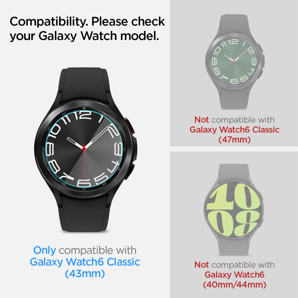 VERRE TREMPE SPIGEN GLAS.TR "EZ-FIT" 2-PACK GALAXY WATCH 6 CLASSIC (43 MM) TRANSPARENT