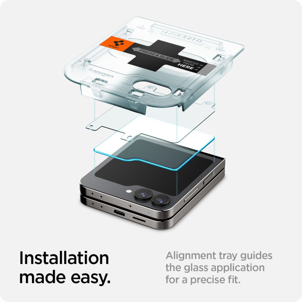 2X VERRE TEMPERÉ POUR SAMSUNG GALAXY Z FLIP 6 SPIGEN GLAS.TR "EZ FIT" 2-PACK TRANSPARENT