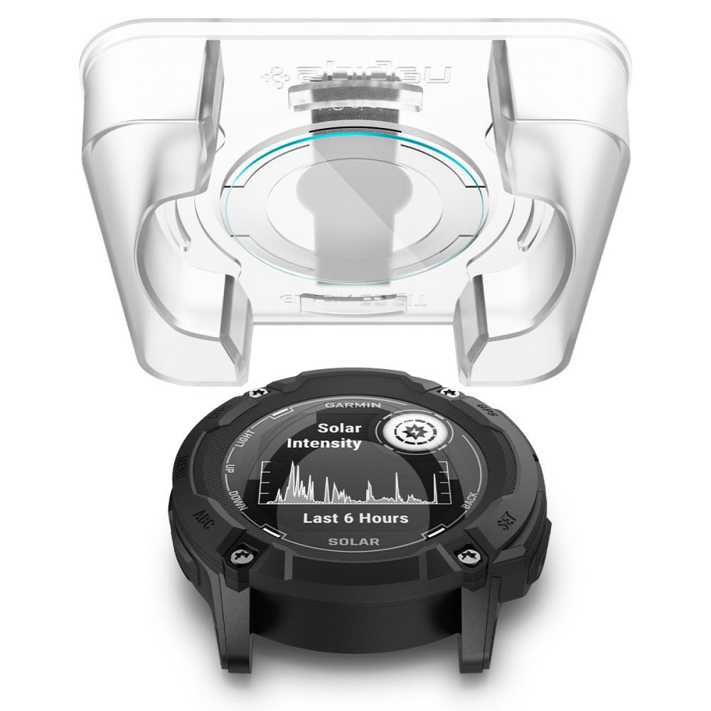 VERRE TREMPE POUR GARMIN INSTINCT 2X SOLAR SPIGEN GLAS.TR "EZ FIT" 2-PACK TRANSPARENT