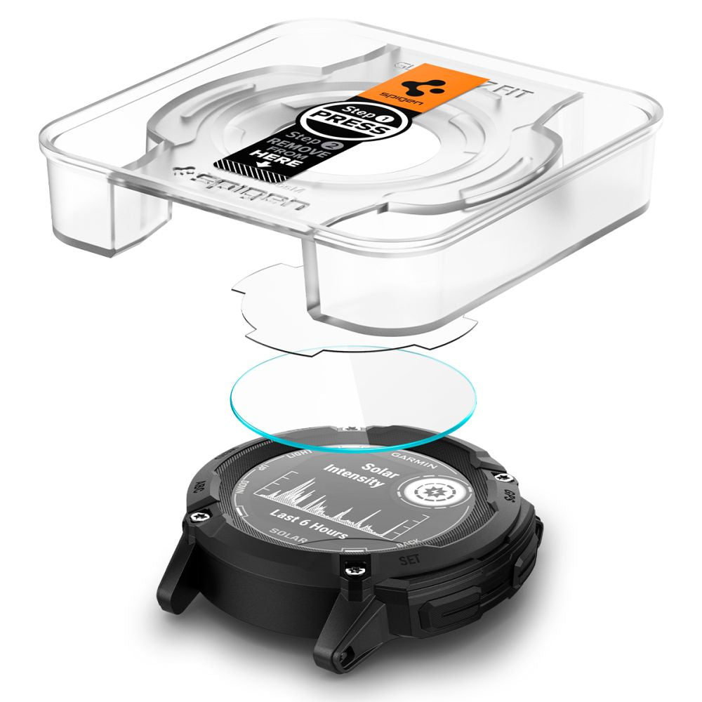 VERRE TREMPE POUR GARMIN INSTINCT 2X SOLAR SPIGEN GLAS.TR "EZ FIT" 2-PACK TRANSPARENT
