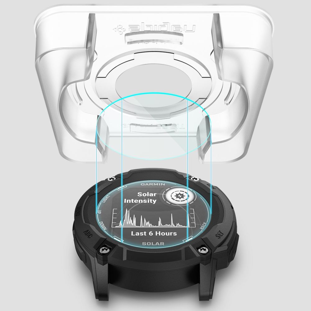 VERRE TREMPE POUR GARMIN INSTINCT 2X SOLAR SPIGEN GLAS.TR "EZ FIT" 2-PACK TRANSPARENT