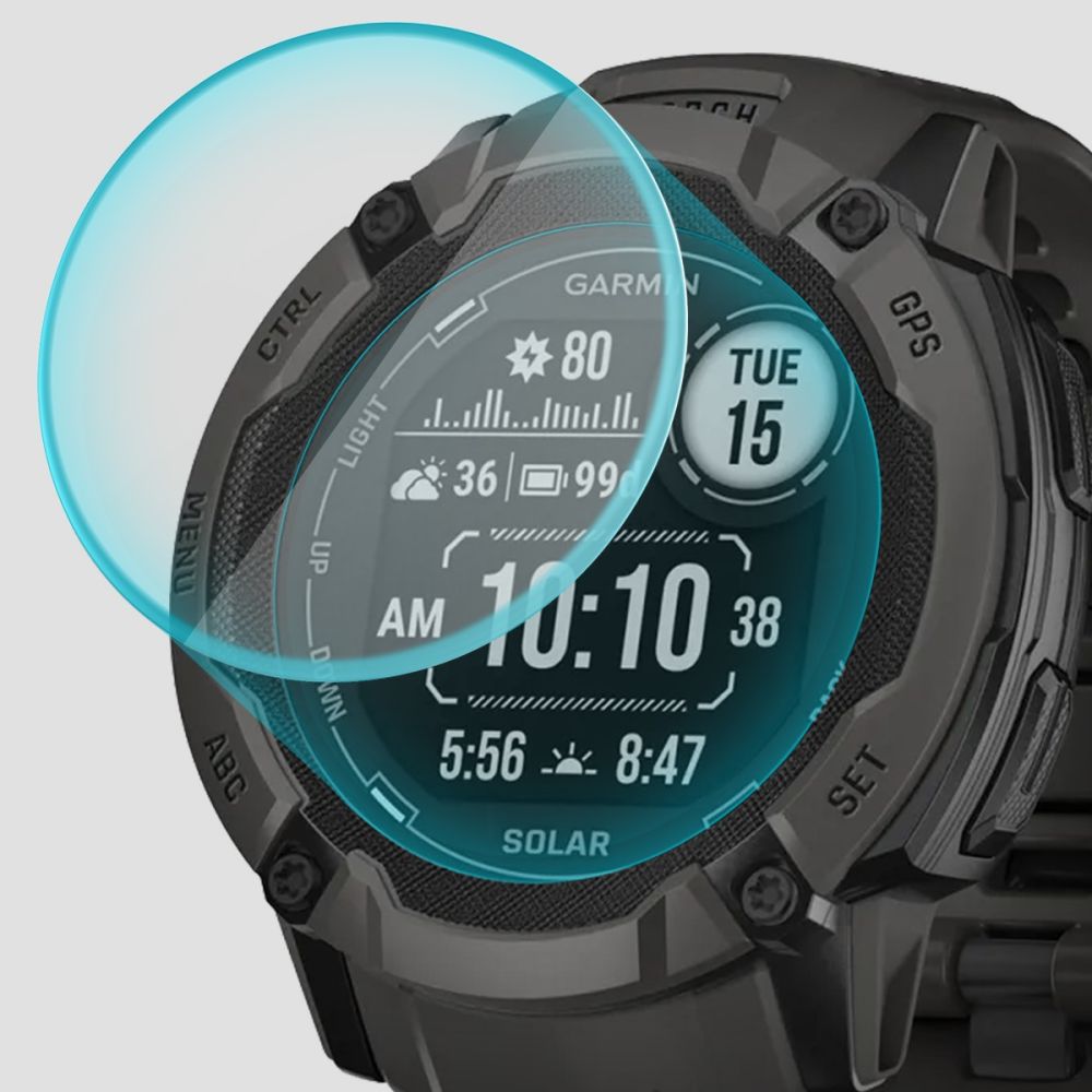 VERRE TREMPE POUR GARMIN INSTINCT 2X SOLAR SPIGEN GLAS.TR "EZ FIT" 2-PACK TRANSPARENT