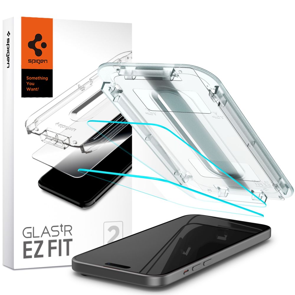 VERRE TREMPE SPIGEN GLAS.TR "EZ FIT" 2-PACK IPHONE 15 TRANSPARENT