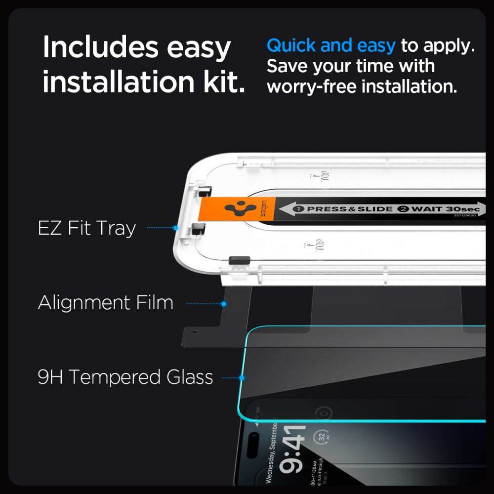 VERRE TREMPE SPIGEN GLAS.TR "EZ FIT" 2-PACK IPHONE 15 PLUS PRIVACY