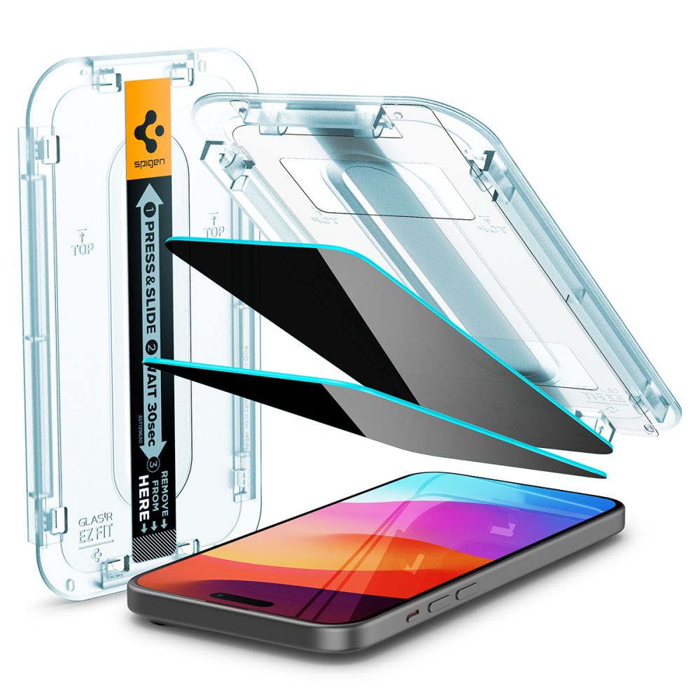 VERRE TREMPE SPIGEN GLAS.TR "EZ FIT" 2-PACK IPHONE 15 PRIVACY