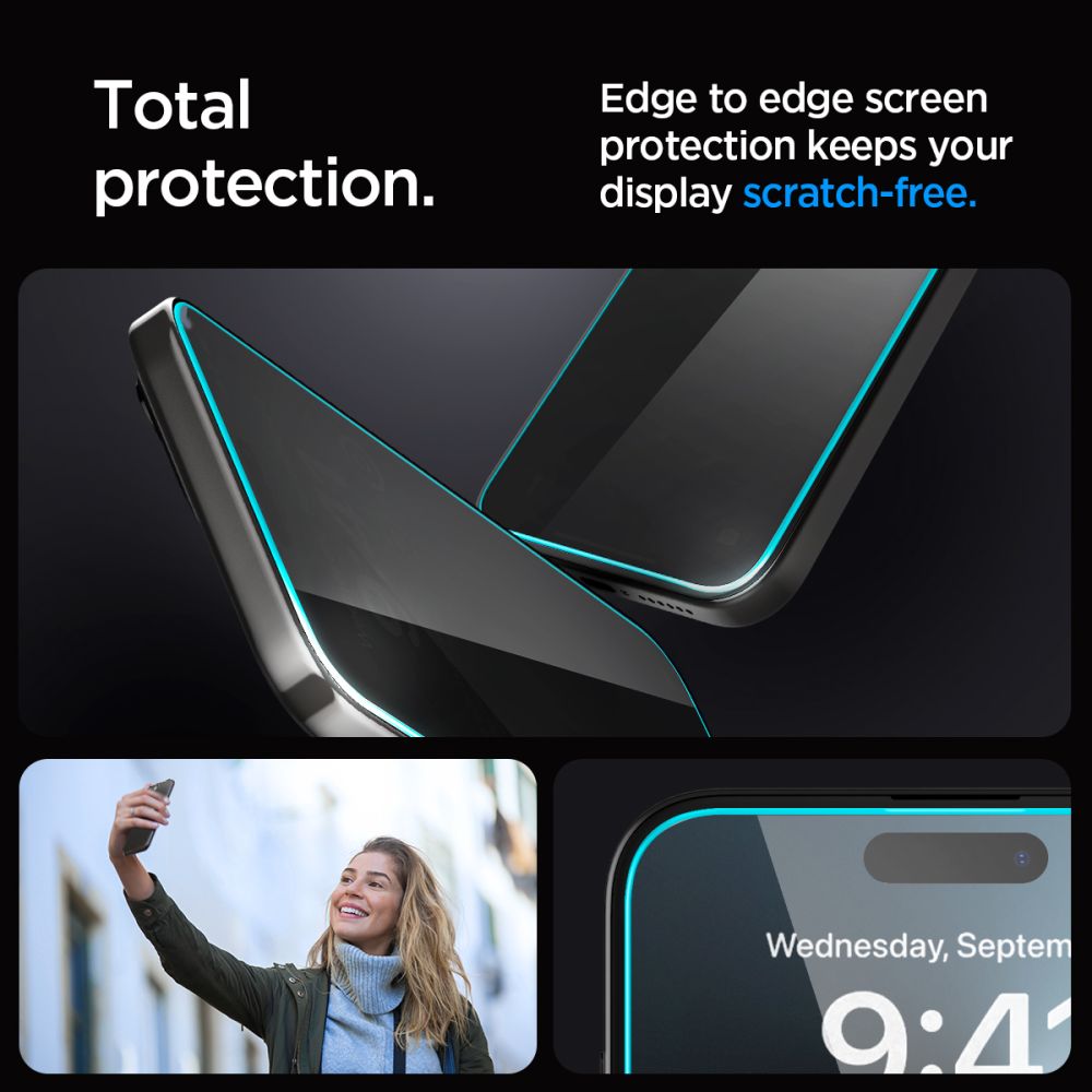 VERRE TREMPE SPIGEN GLAS.TR "EZ FIT" 2-PACK IPHONE 15 PRIVACY