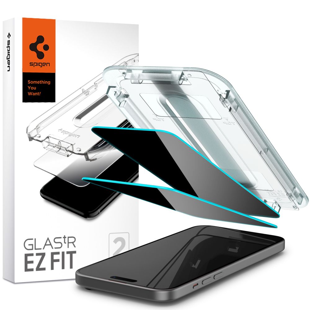 VERRE TREMPE SPIGEN GLAS.TR "EZ FIT" 2-PACK IPHONE 15 PRIVACY