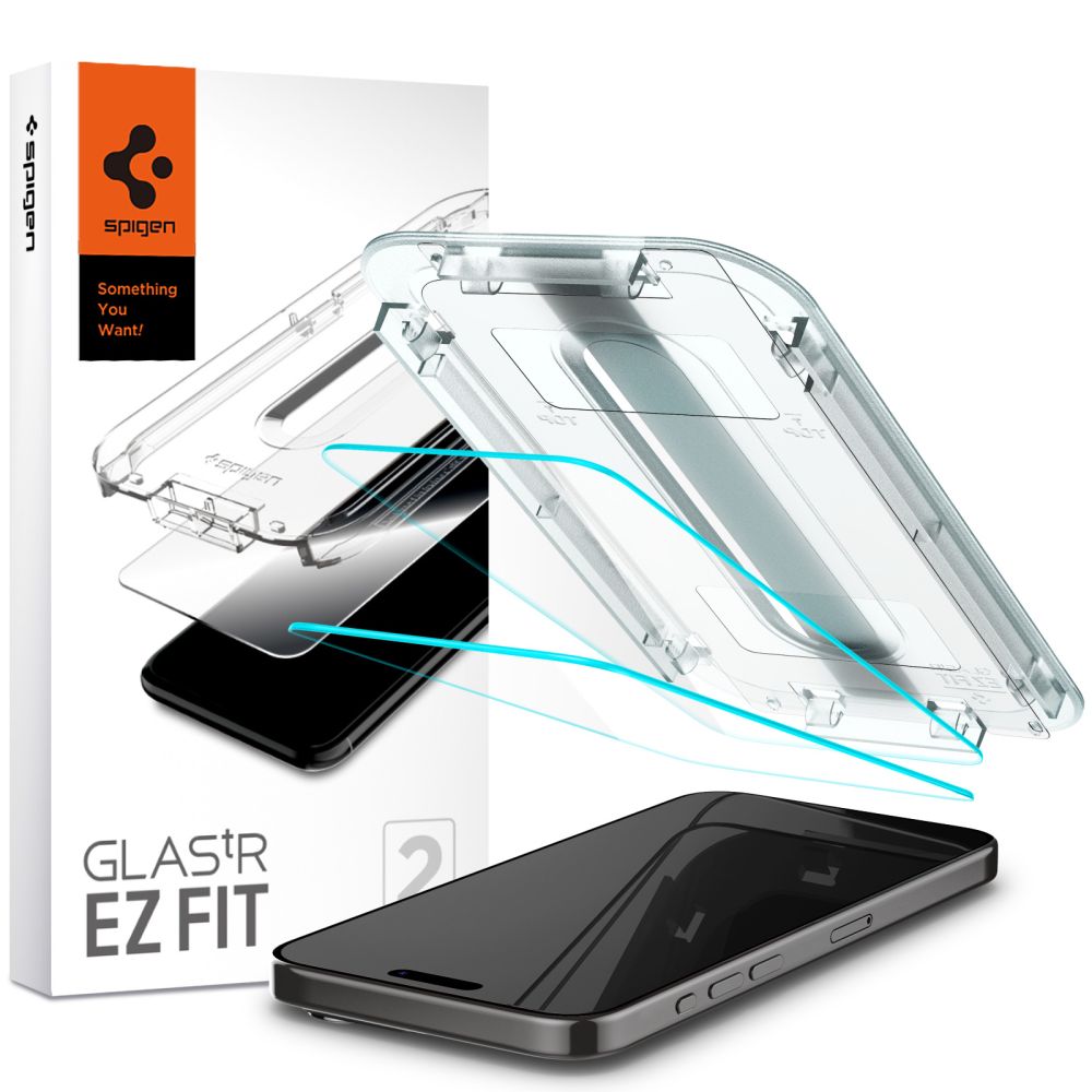 VERRE TREMPE SPIGEN GLAS.TR "EZ FIT" 2-PACK IPHONE 15 PRO MAX TRANSPARENT